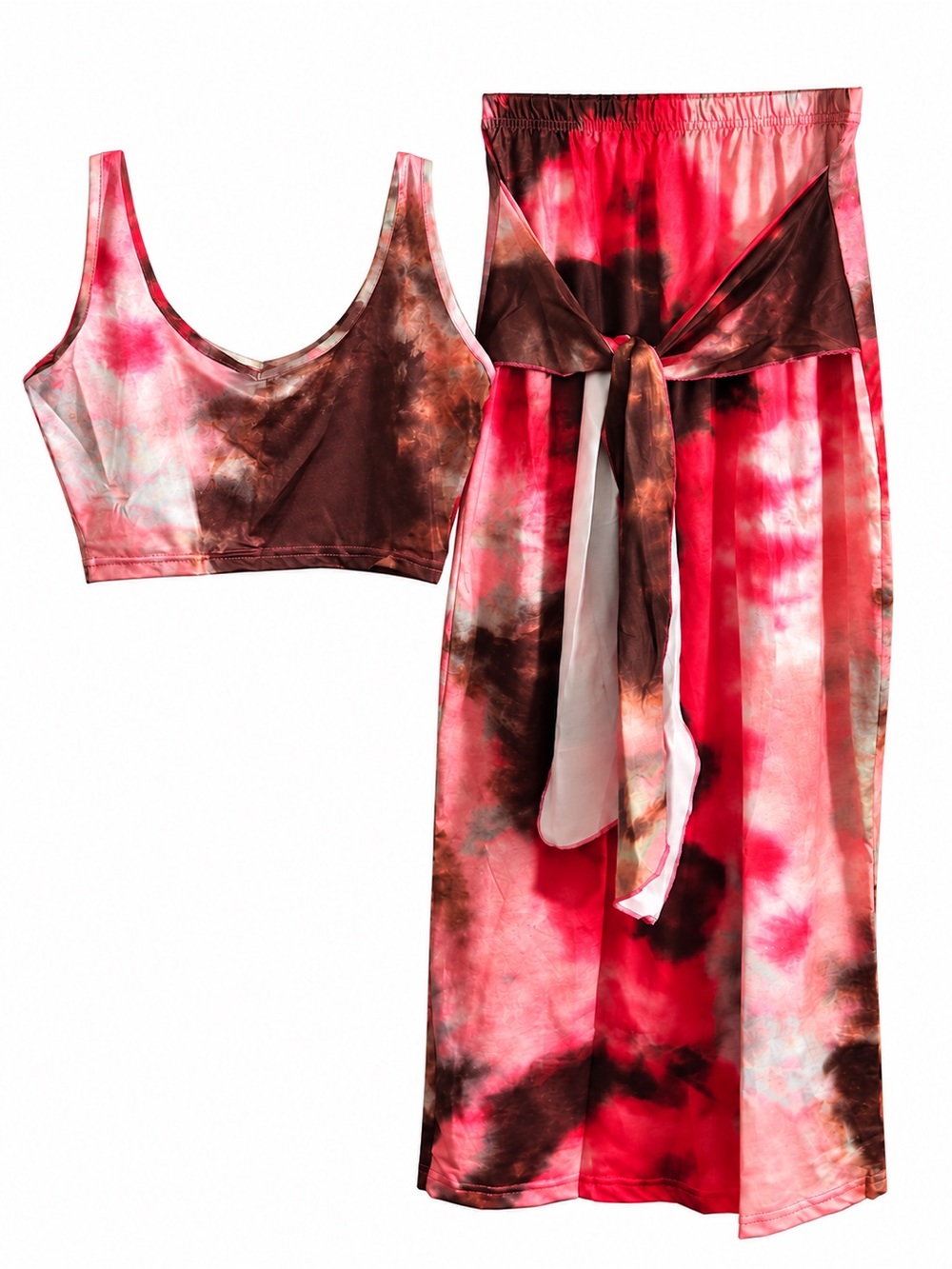 Tie-Dye Two-Piece Lounge Set - Pink & Brown
